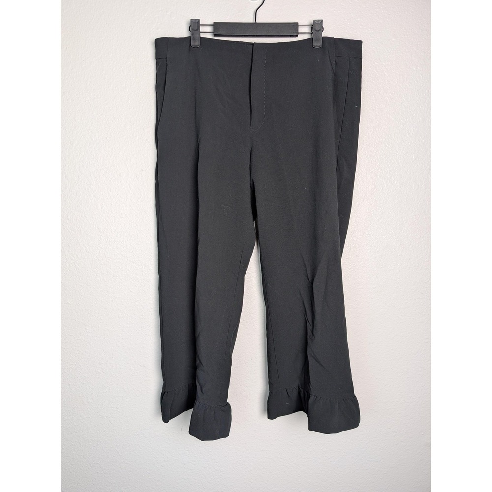 Banana‎ Republic Pants Womens 14 Black Crepe Tapered Dress Ruffle Stretch Zip
